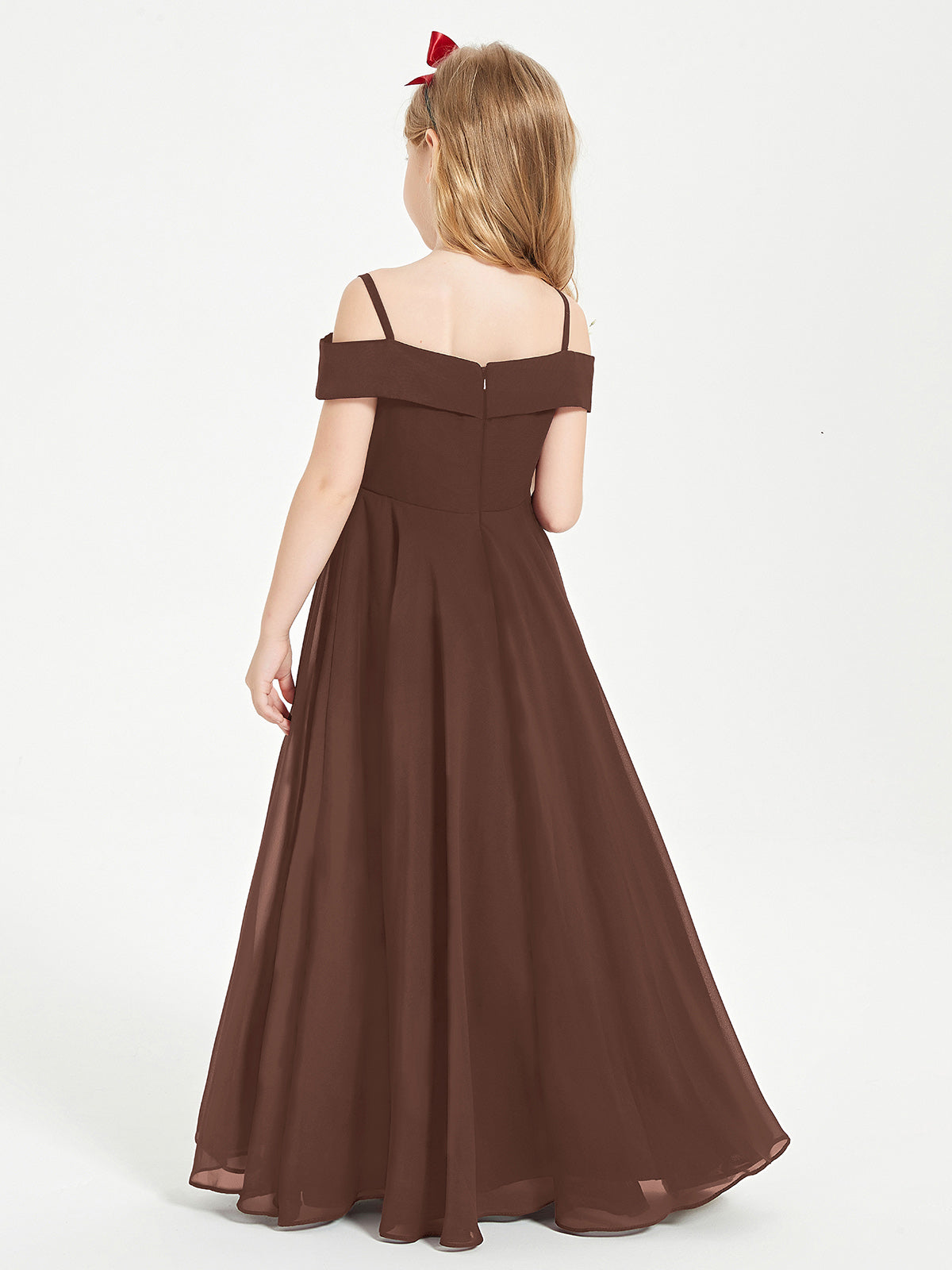 Off-the-Shoulder Dresses for Stylish Junior Bridesmaids Chocolate